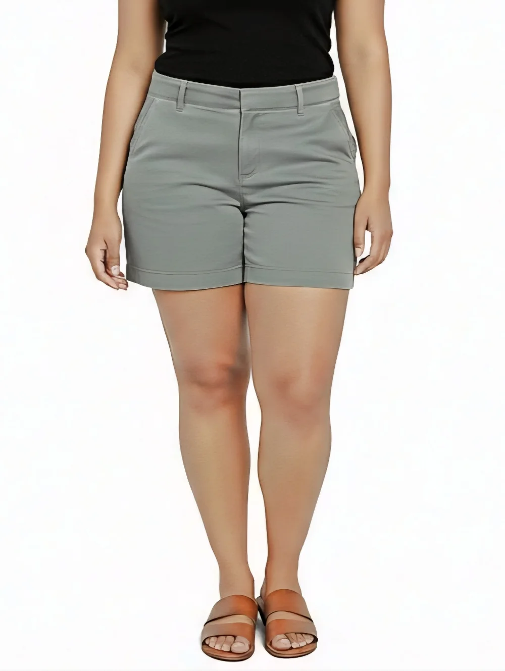 Anne Klein Chino Shorts Womens Size 22 Sage Green Stretch High Rise